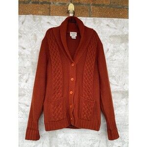Vintage Sears Rust Chunky Knit Cardigan - Large - 70s Aesthetic